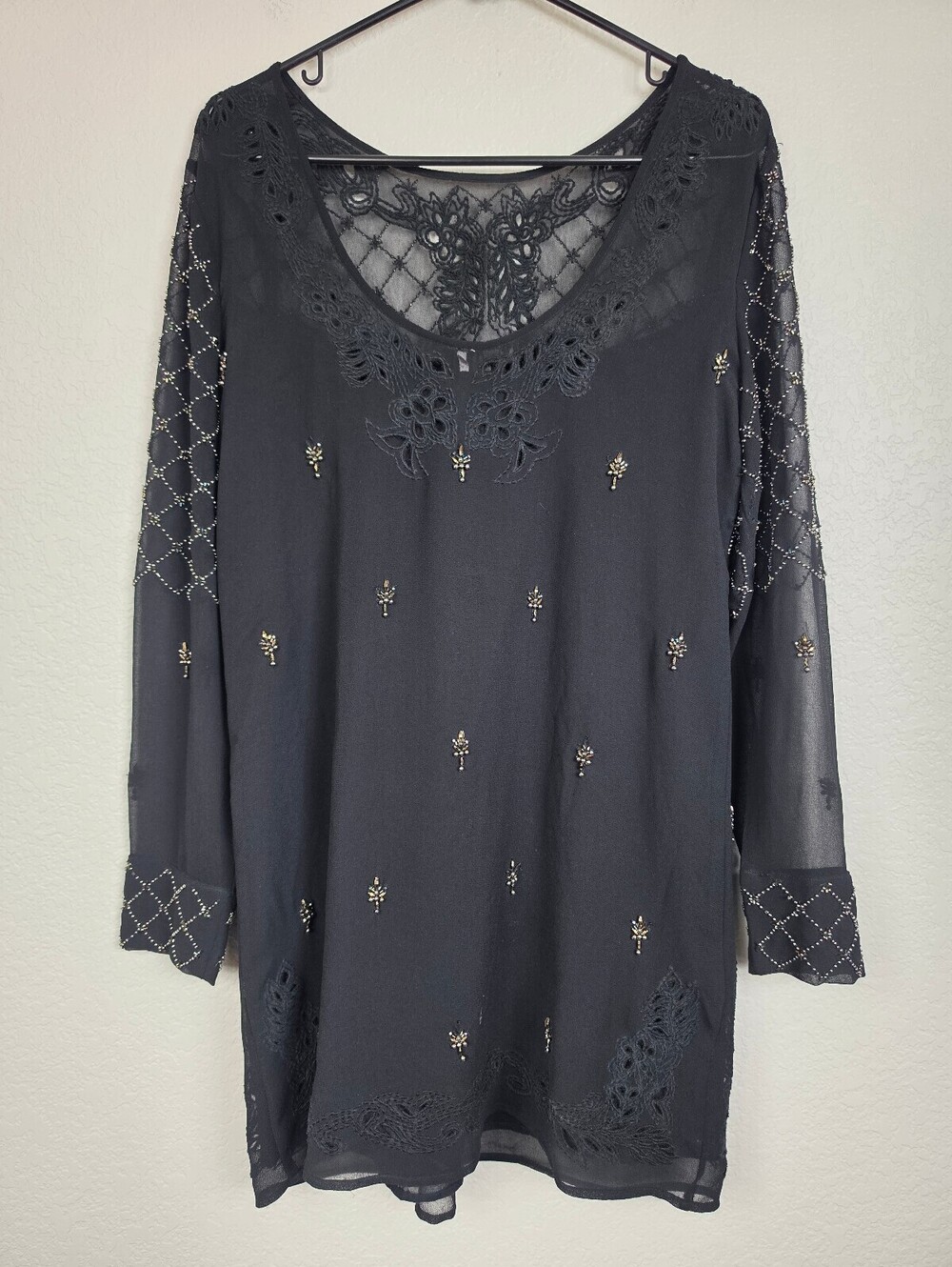 Free People Black Lace Embroidered Tunic Dress - Picture 3 of 5